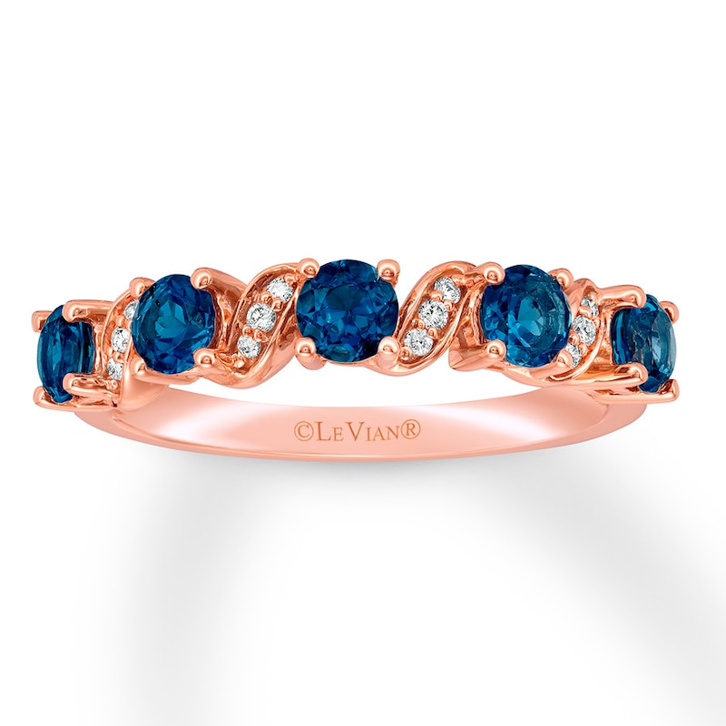 Le Vian Blue Topaz Ring with Diamonds 14K Strawberry Gold