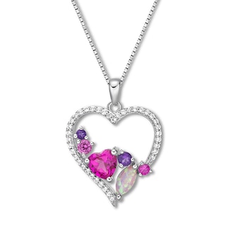 Lab-Created Gemstone Heart Necklace Sterling Silver | Kay