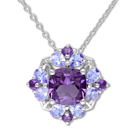 Amethyst & Tanzanite Necklace Sterling Silver