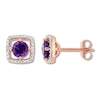 Thumbnail Image 1 of Amethyst Earrings 1/15 ct tw Diamonds 10K Rose Gold