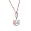 Thumbnail Image 1 of Blue Topaz & Black Diamond Necklace 10K Rose Gold