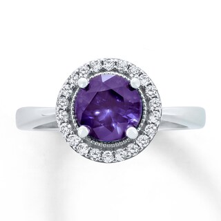 Amethyst Ring Lab-Created White Sapphires Sterling Silver | Kay