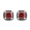 Thumbnail Image 1 of Garnet Earrings 1/6 ct tw Black Diamonds Sterling Silver