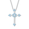 Thumbnail Image 1 of Blue Topaz/Lab-Created Sapphire Cross Necklace Sterling Silver