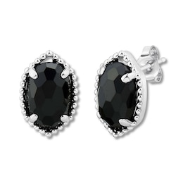 Black Onyx Earrings Sterling Silver