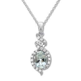 Oval Aquamarine White Topaz Sterling Silver