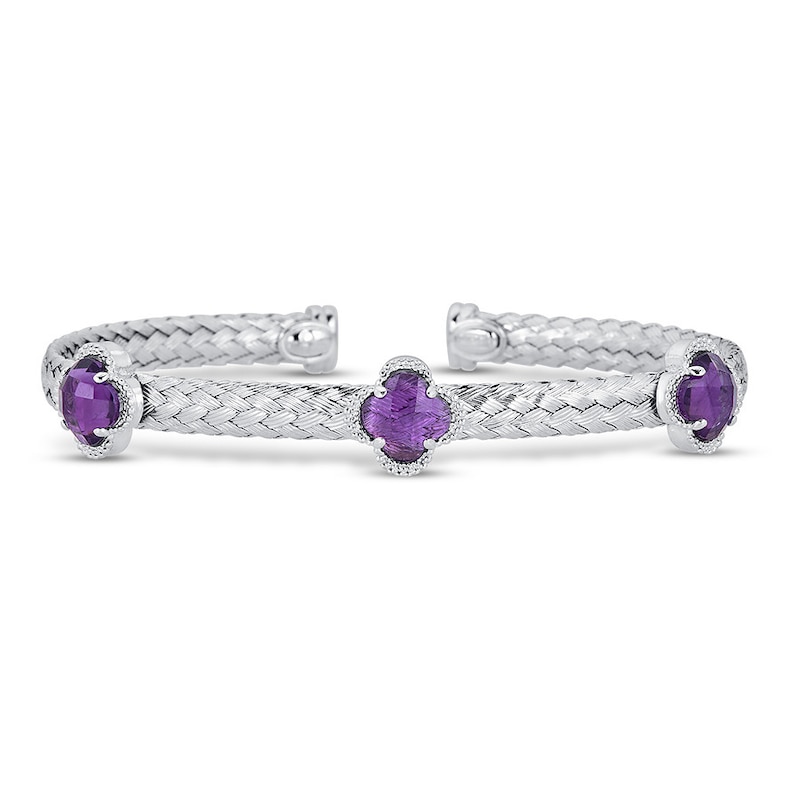 Main Image 1 of Amethyst Braided Cuff Bracelet Sterling Silver