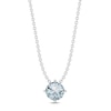 Thumbnail Image 1 of Aquamarine Solitaire Necklace Round-cut Sterling Silver 18&quot;