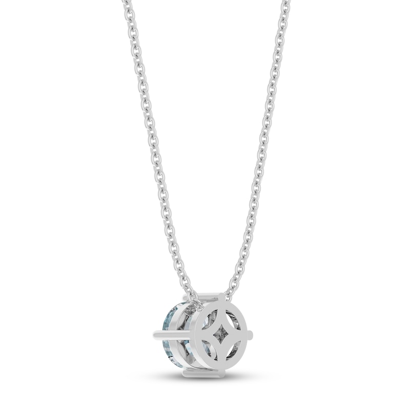 Main Image 3 of Aquamarine Solitaire Necklace Round-cut Sterling Silver 18&quot;