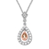 Thumbnail Image 1 of Morganite & White Topaz Necklace Sterling Silver/10K Rose Gold