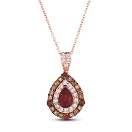 Le Vian Garnet Necklace 5/8 ct tw Diamonds 14K Strawberry Gold