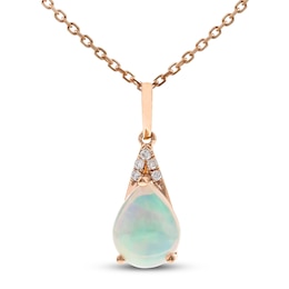 Opal Necklace Diamond Accent 10K Rose Gold 18&quot;