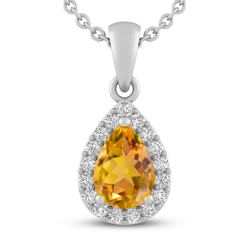 Main Image 1 of Citrine & White Lab-Created Sapphire Necklace Sterling Silver 18&quot;