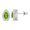 Thumbnail Image 0 of Peridot & White Lab-Created Sapphire Earrings Sterling Silver