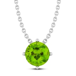 Peridot Solitaire Necklace Sterling Silver 18&quot;