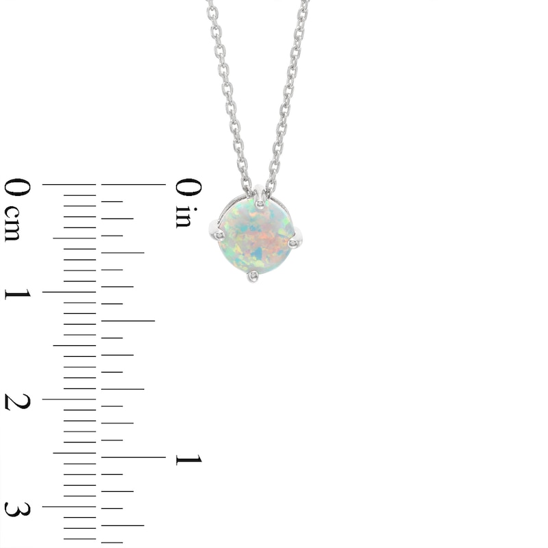 Lab-Created Opal Solitaire Necklace Sterling Silver