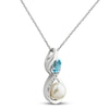 Thumbnail Image 2 of Freshwater Cultured Pearl & Topaz Necklace Sterling Silver 18&quot;