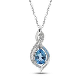 Swiss Blue Topaz & Lab-Created Sapphire Necklace in Sterling Silver | Kay