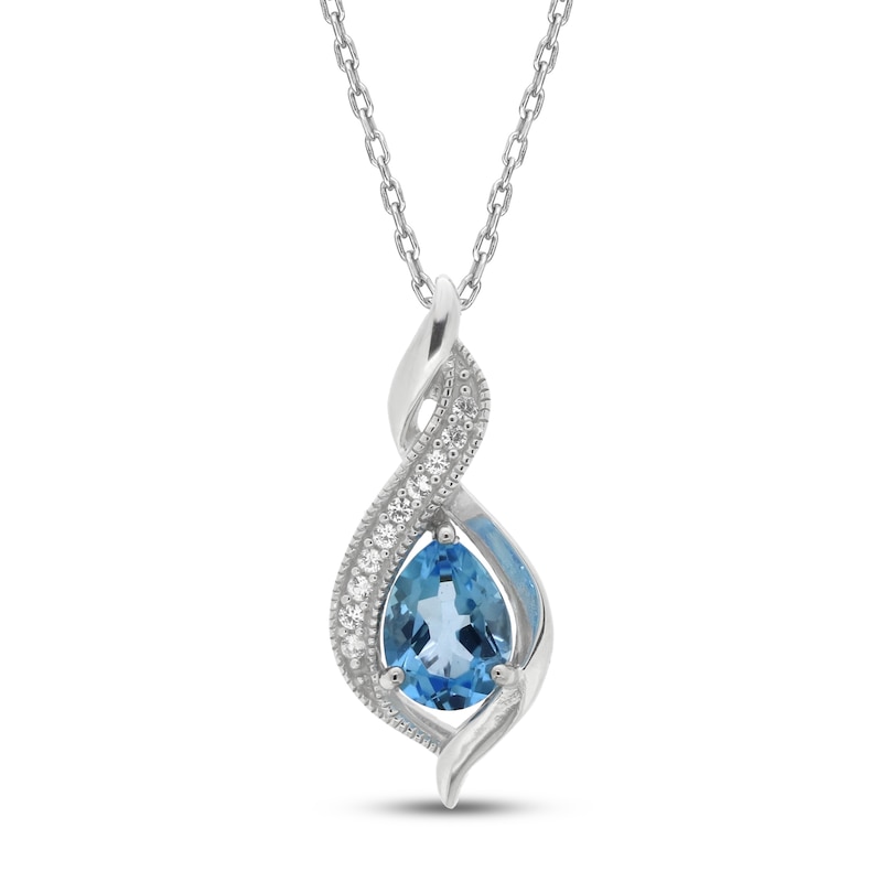 Swiss Blue Topaz & Lab-Created Sapphire Necklace in Sterling Silver | Kay