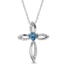 Thumbnail Image 1 of Blue Topaz & White Lab-Created Sapphire Cross Necklace Sterling Silver 18&quot;