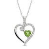 Thumbnail Image 0 of Peridot & White Lab-Created Sapphire Heart Necklace Sterling Silver 18"