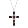 Thumbnail Image 1 of Garnet & White Lab-Created Sapphire Cross Necklace Sterling Silver 18&quot;