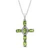 Thumbnail Image 0 of Peridot & White Lab-Created Sapphire Cross Necklace Sterling Silver 18"