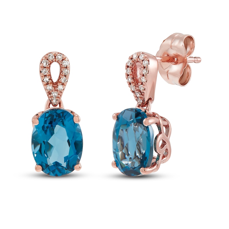 Main Image 1 of Topaz & Diamond Earrings 1/20 ct tw 10K Rose Gold