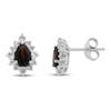 Thumbnail Image 1 of Garnet & White Lab-Created Sapphire Earrings Sterling Silver