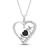 Thumbnail Image 0 of Garnet & White Lab-Created Sapphire 'Mom' Heart Necklace Sterling Silver 18"
