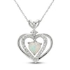 Thumbnail Image 0 of Lab-Created Opal & White Lab-Created Sapphire Heart Necklace Sterling Silver 18"