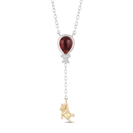 Disney Treasures Winnie the Pooh Garnet & Diamond Necklace Sterling Silver & 10K Yellow Gold 17&quot;