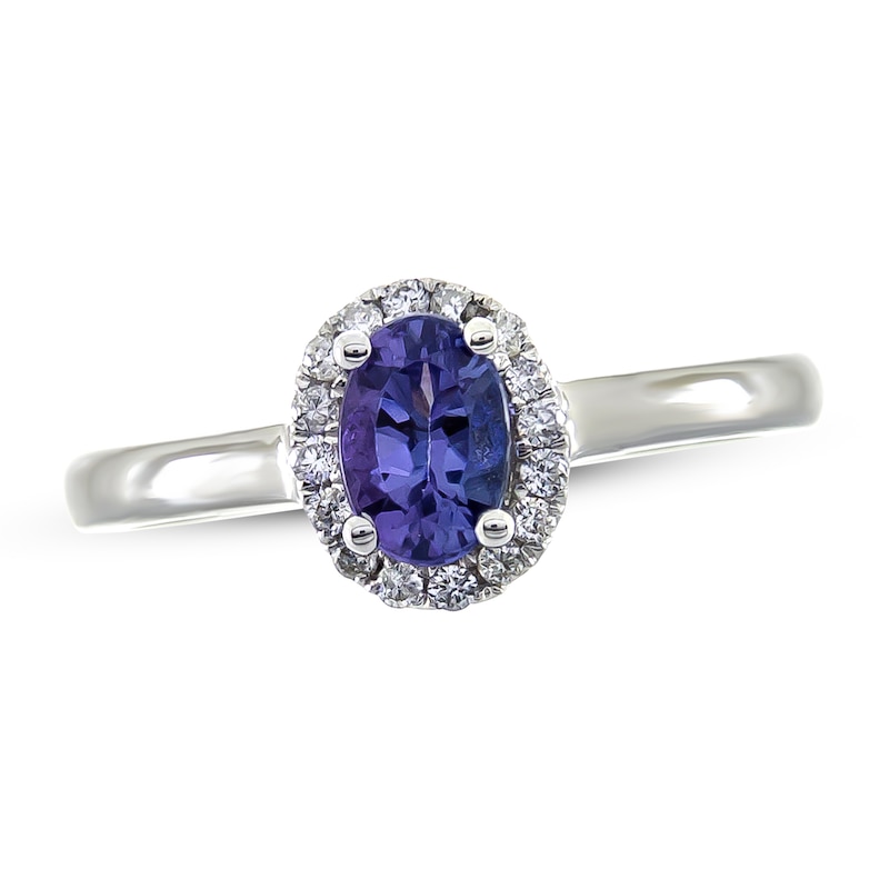 Main Image 1 of Tanzanite & 1/10 ct tw Diamond Ring 10K White Gold