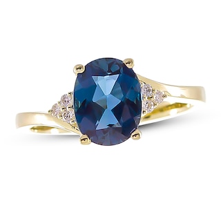 London Blue Topaz & 1/15 ct tw Diamond Ring 10K Yellow Gold | Kay