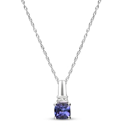 Tanzanite & Diamond Accent Necklace Sterling Silver 18&quot;