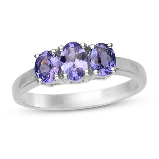 Tanzanite 3-Stone Ring Oval-cut Sterling Silver | Kay