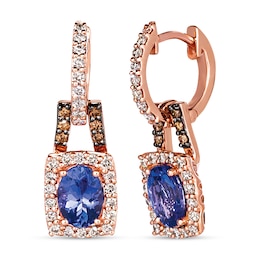 Le Vian Tanzanite Dangle Earrings 5/8 ct tw Diamonds 14K Strawberry Gold