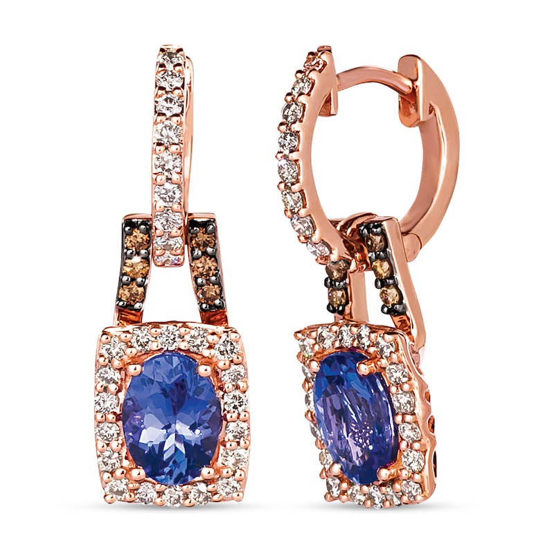 Main Image 1 of Le Vian Tanzanite Dangle Earrings 5/8 ct tw Diamonds 14K Strawberry Gold