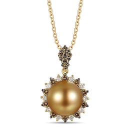 Le Vian Golden South Sea Pearl Necklace 1/2 ct tw Diamonds 14K Honey Gold 18&quot;