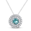 Thumbnail Image 1 of Oceanic Blue Topaz & White Topaz Double Halo Necklace Sterling Silver 18&quot;