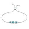 Thumbnail Image 1 of Oceanic Blue Topaz & White Topaz 3-Stone Bolo Bracelet Sterling Silver