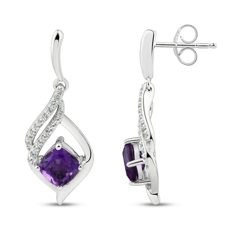 Main Image 2 of Amethyst & White Topaz Earrings Sterling Silver