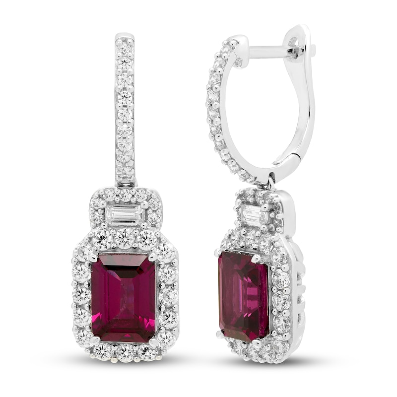 Main Image 1 of Neil Lane Garnet & Diamond Earrings 3/4 ct tw 14K White Gold