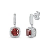 Thumbnail Image 1 of Garnet & White Lab-Created Sapphire Dangle Earrings Sterling Silver