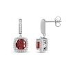 Thumbnail Image 3 of Garnet & White Lab-Created Sapphire Dangle Earrings Sterling Silver