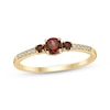 Thumbnail Image 0 of Garnet & 1/20 ct tw Diamond 3-Stone Ring 10K Yellow Gold