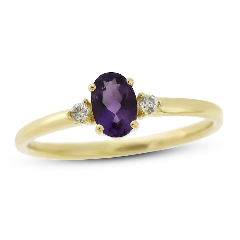 Amethyst & Diamond Ring 1/20 ct tw 10K Yellow Gold | Kay