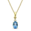 Thumbnail Image 1 of Swiss Blue Topaz & Diamond Necklace 10K Yellow Gold 18&quot;