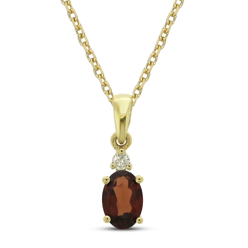 Main Image 1 of Garnet and Diamond Accent Necklace 10K Yellow Gold