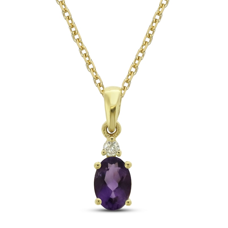 Main Image 1 of Amethyst and Diamond Accent Necklace 10K Yellow Gold